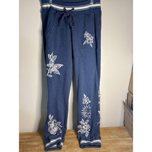 Johnny Was Hoodie & Jogger set Womens Blue Sun Floral Embroidery Full Zip XS - Picture 9 of 16